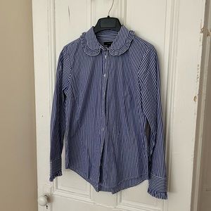 J. Crew button up with ruffle collar, size small